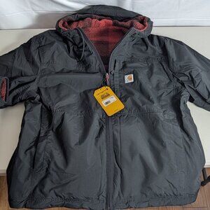 Carhartt Reversable Jacket Black and Red Flannel Size XL